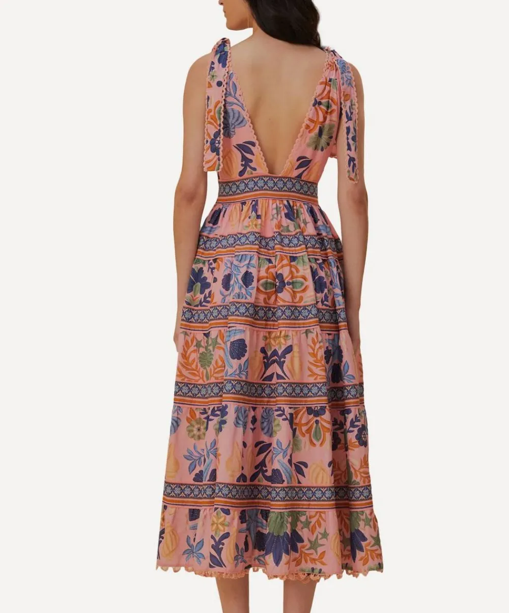 FARM Rio Dresses^Seashell Tapestry Pink Midi-Dress