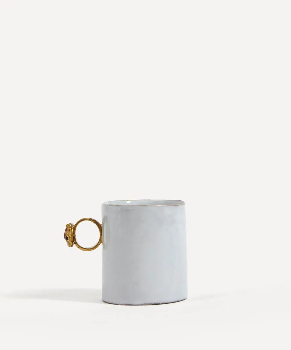 Astier de Villatte Glass & Drinksware^Serena Fancy Ring Ceramic Cup