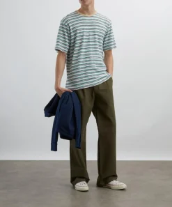 Folk Tops^Short Sleeve Ecru Mix Multistripe T-Shirt