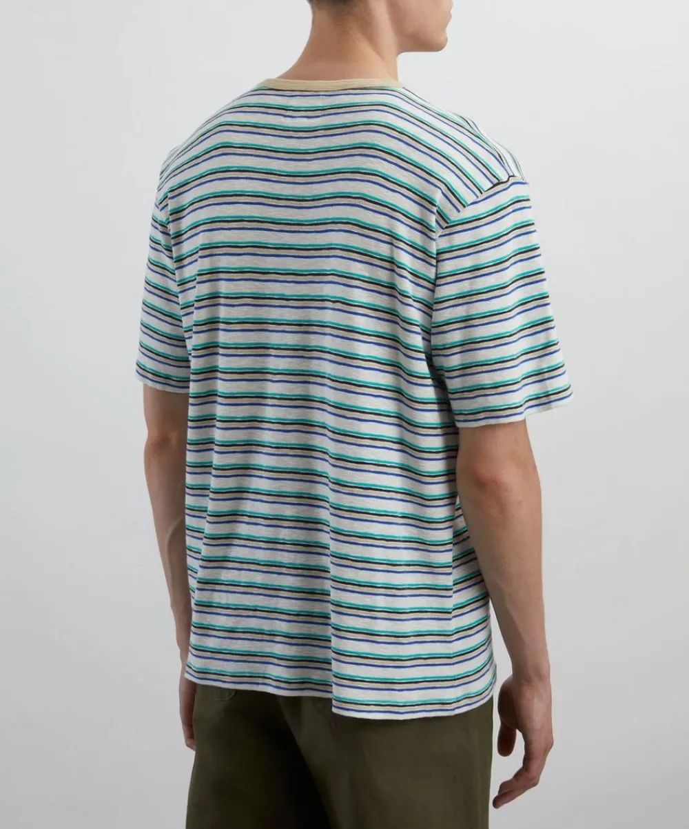 Folk Tops^Short Sleeve Ecru Mix Multistripe T-Shirt