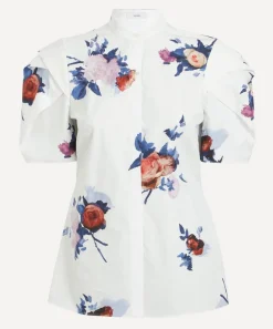 Erdem Tops^Short Sleeve White Rose Top