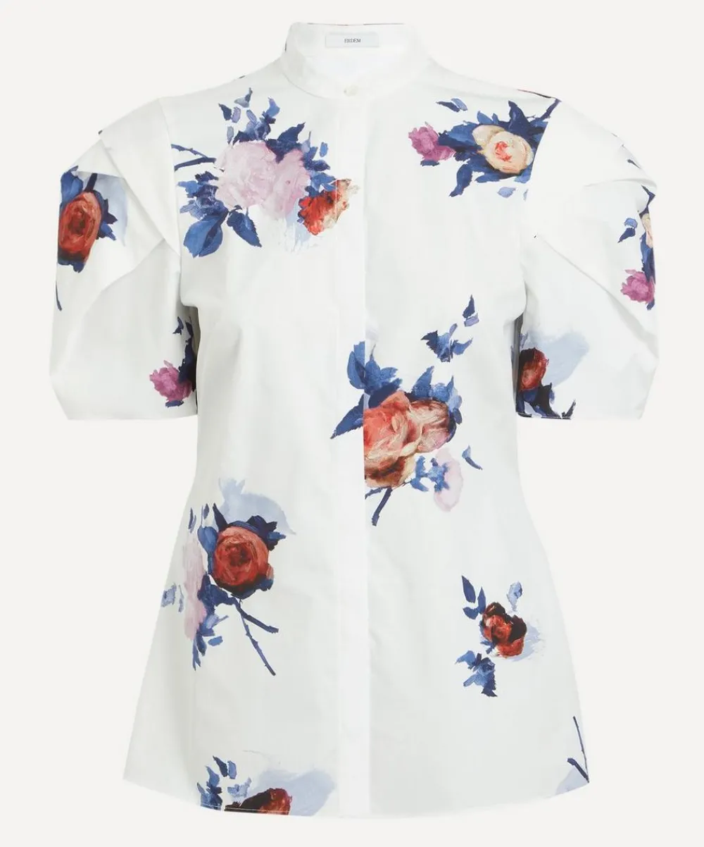 Erdem Tops^Short Sleeve White Rose Top