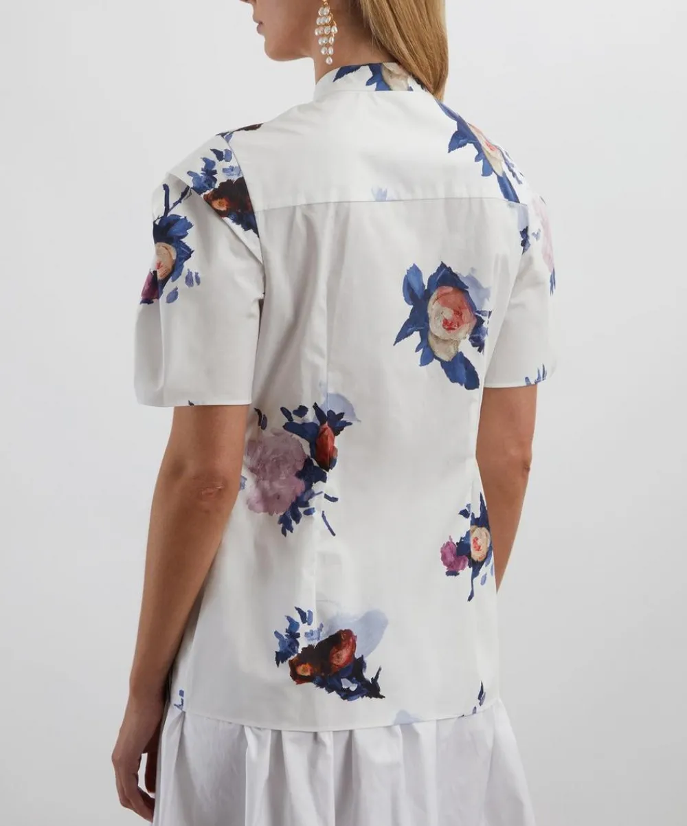 Erdem Tops^Short Sleeve White Rose Top