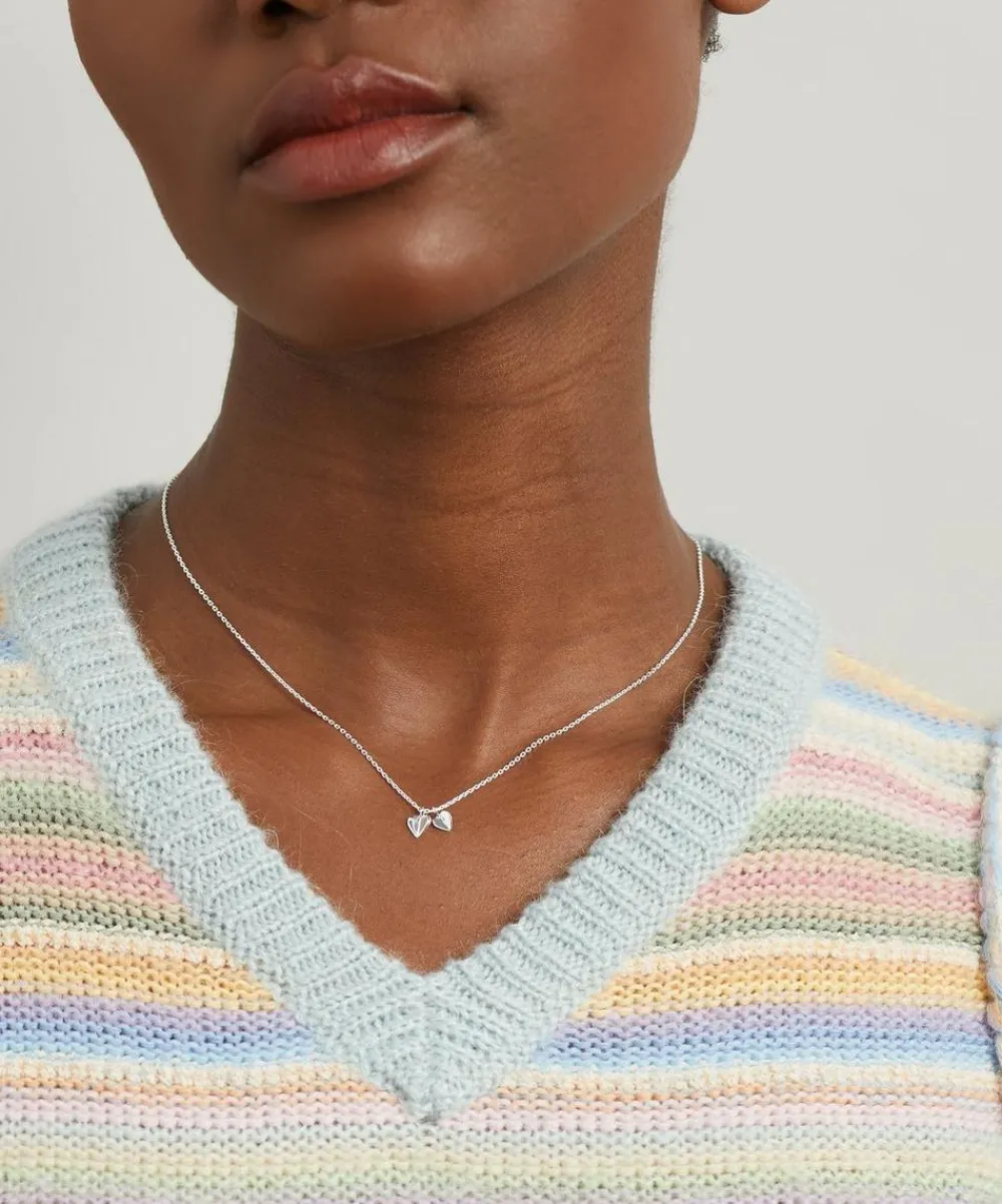 Dinny Hall Necklaces^Silver Bijou Folded Heart Duo Pendant Necklace