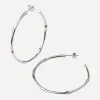 Dinny Hall Earrings^Silver Large Bamboo Hoop Earrings