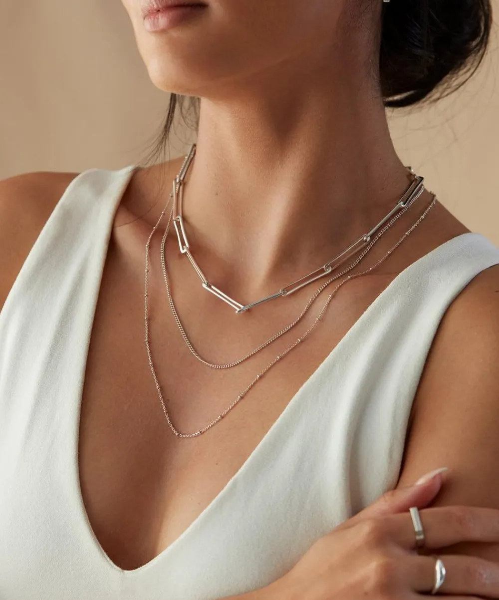 Monica Vinader Necklaces^Silver Long Fine Beaded Chain
