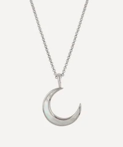 Dinny Hall Necklaces^Silver Mother of Pearl Moon Charm Pendant Necklace