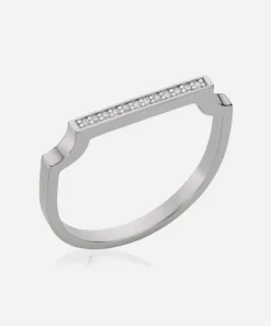 Monica Vinader Rings^Silver Signature Thin Diamond Ring