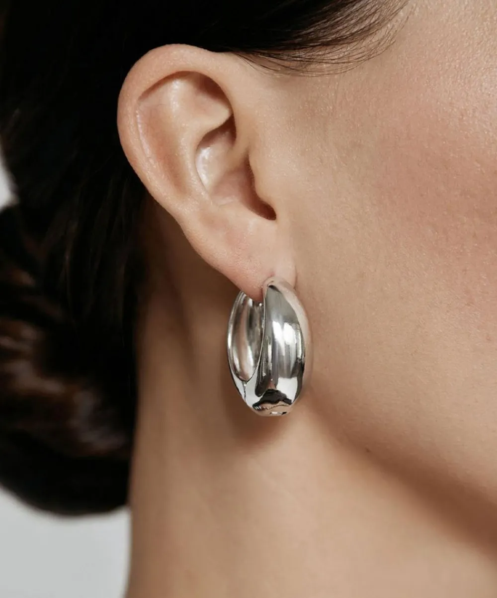 SHASHI Earrings^Silver-Plated Cameron Hoop Earrings