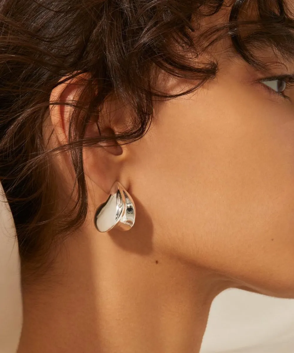 JENNY BIRD Earrings|Earrings^Silver-Plated Nouveaux Puff Hoop Earrings