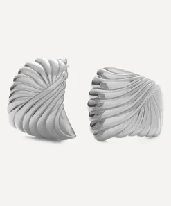 Missoma Earrings^Silver-Plated Ripple Oversized Stud Earrings