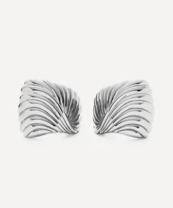 Missoma Earrings^Silver-Plated Ripple Oversized Stud Earrings