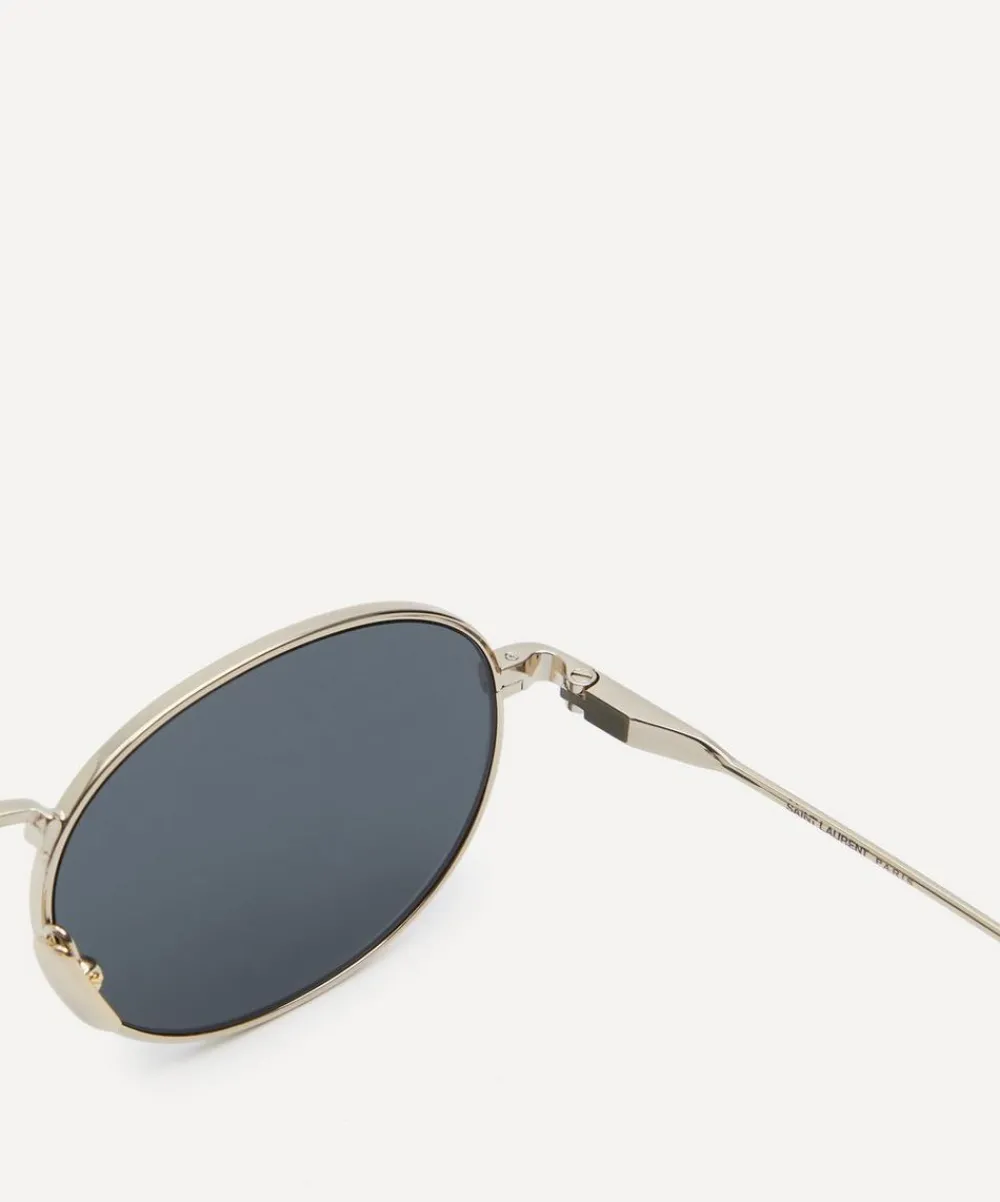 Saint Laurent Sunglasses & Glasses^Silver-Tone Oval Sunglasses