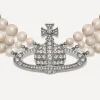 Vivienne Westwood Necklaces^Silver-Tone Three Row Pearl Bas Relief Choker Necklace