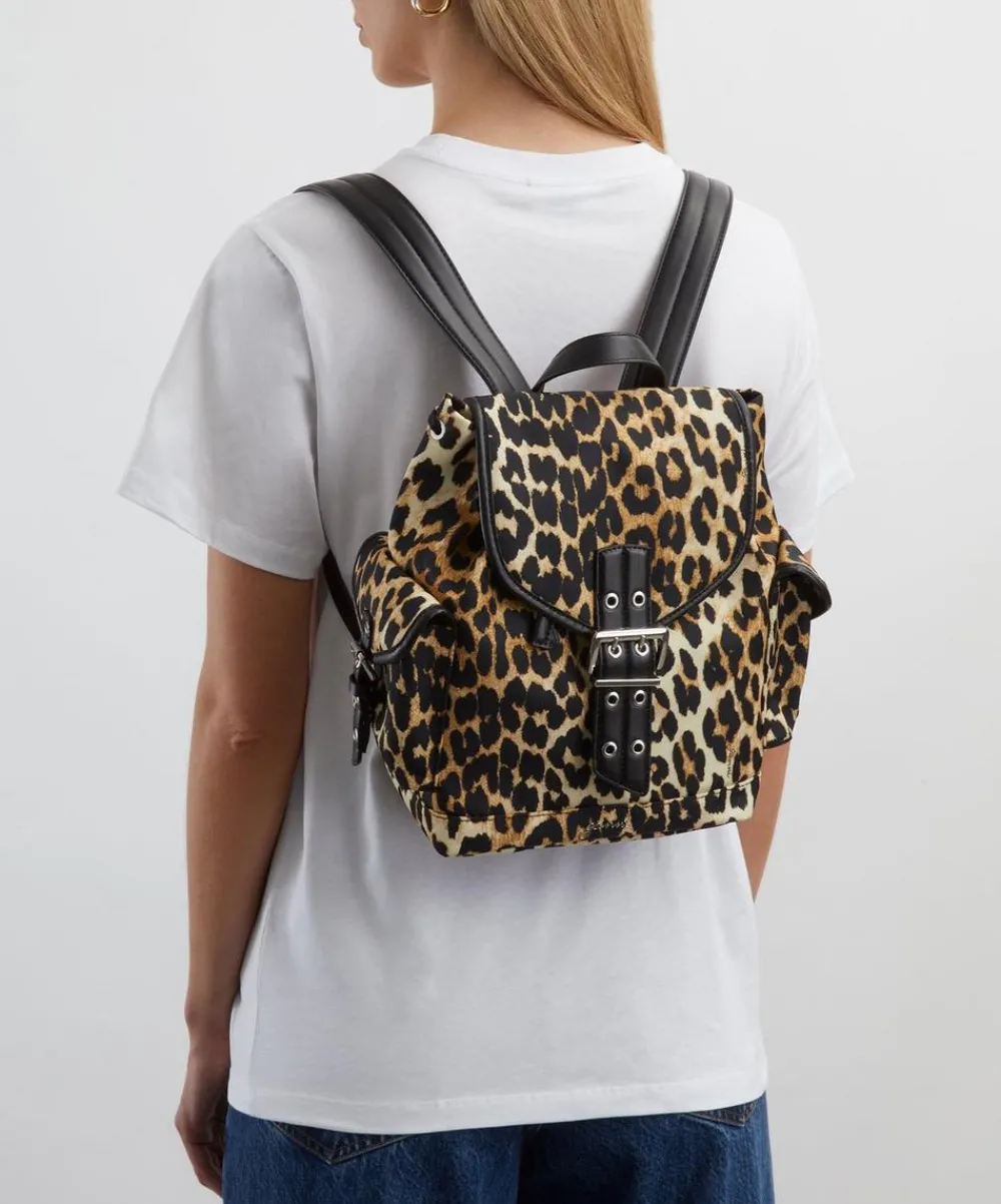 Ganni Bags^Small Leopard Nylon Bucky Backpack