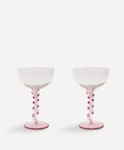 &Klevering Glass & Drinksware^Spiral Pink Coupe Glasses Set of Two