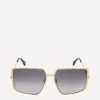 Fendi Sunglasses & Glasses^Square FF Diamonds Metal Sunglasses