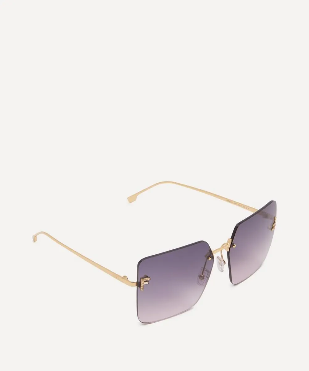 Fendi Sunglasses & Glasses^Square FF Diamonds Metal Sunglasses