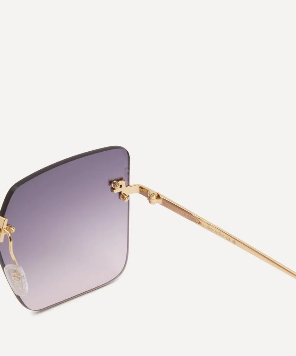Fendi Sunglasses & Glasses^Square FF Diamonds Metal Sunglasses