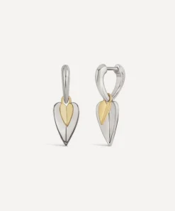 Dinny Hall Earrings^Sterling Silver Folded Heart Duo Drop Earrings