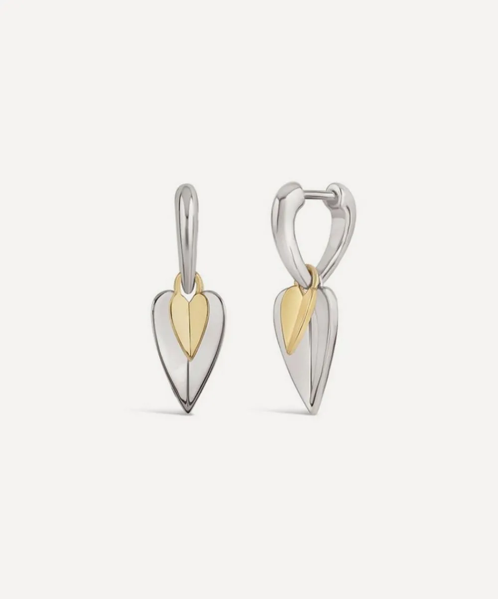 Dinny Hall Earrings^Sterling Silver Folded Heart Duo Drop Earrings