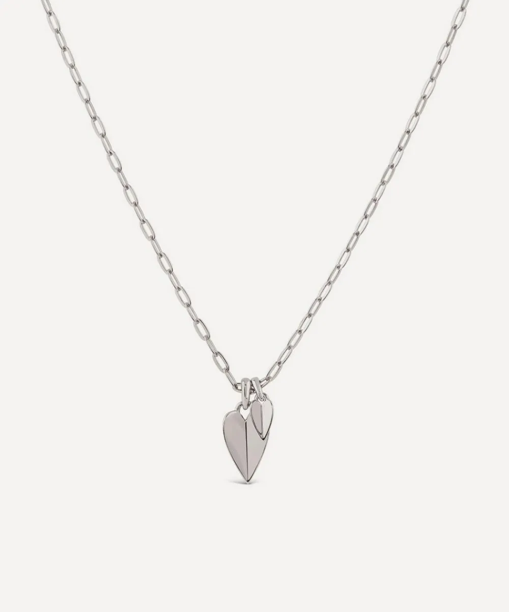 Dinny Hall Charms & Pendants^Sterling Silver Folded Heart Duo Pendant Necklace