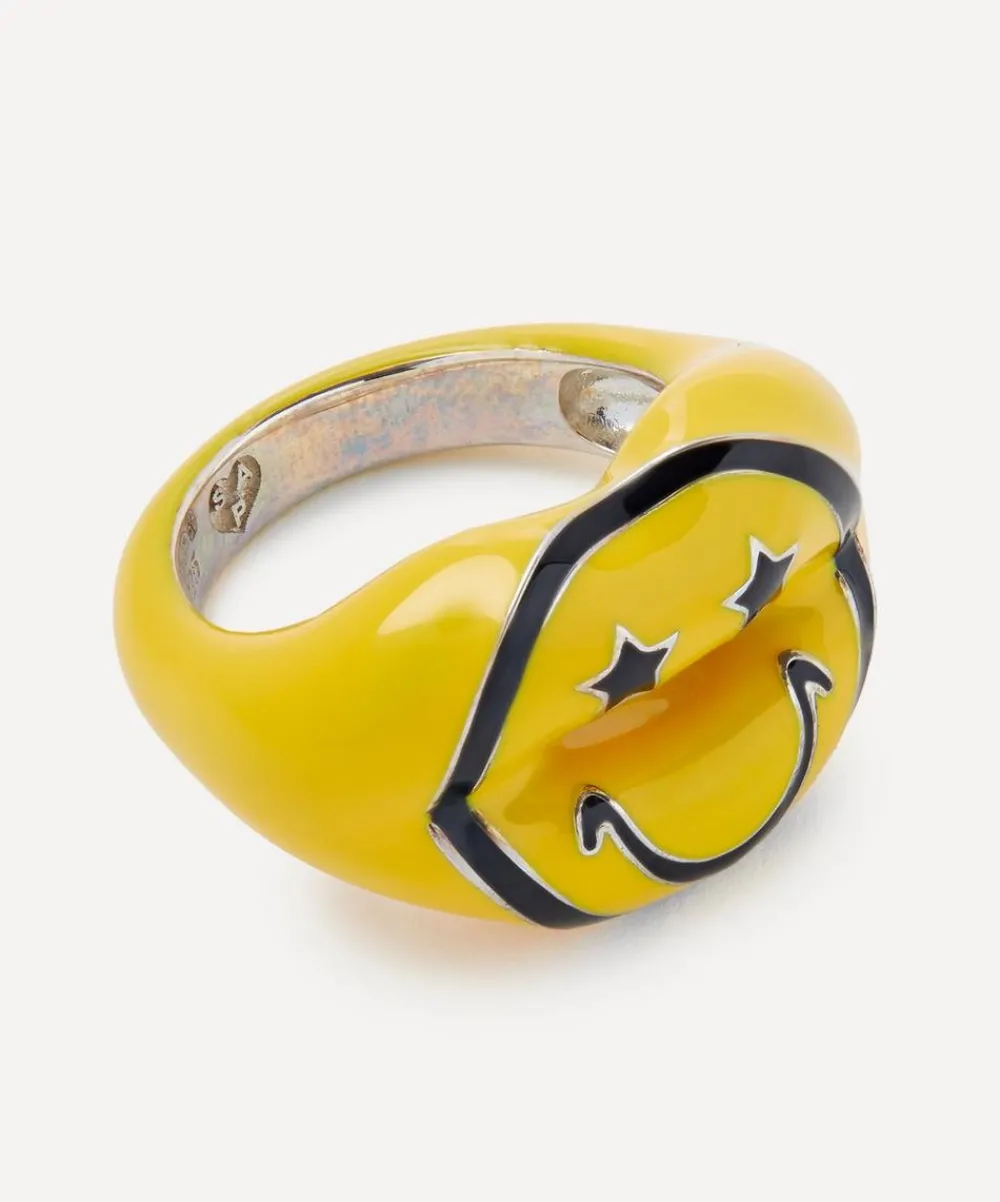 Solange Azagury-Partridge Rings^Sterling Silver Happy Face Hotlips Ring