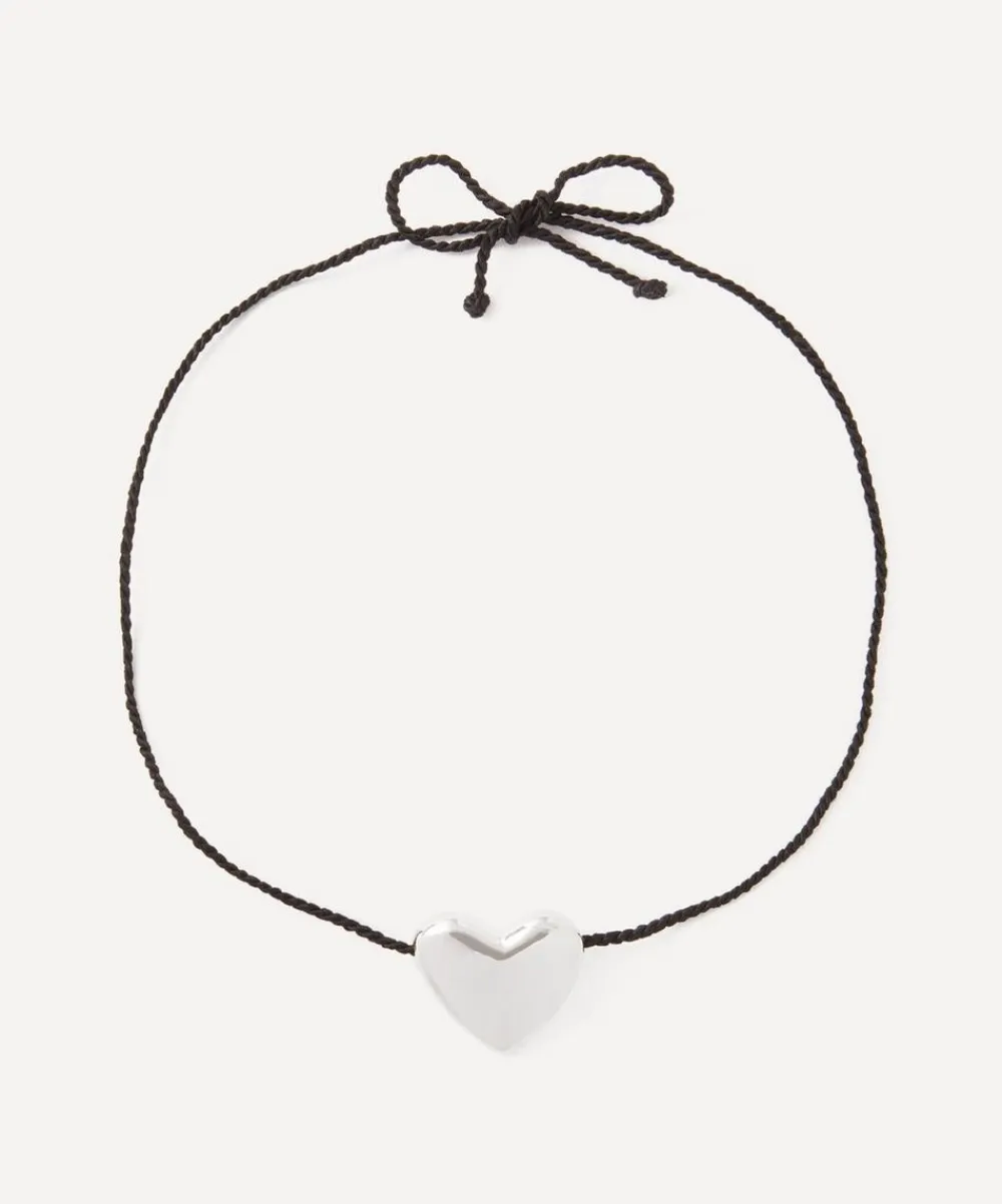 Annika Inez Necklaces^Sterling Silver Large Cord Heart Pendant Necklace
