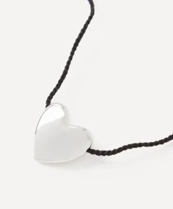Annika Inez Necklaces^Sterling Silver Large Cord Heart Pendant Necklace