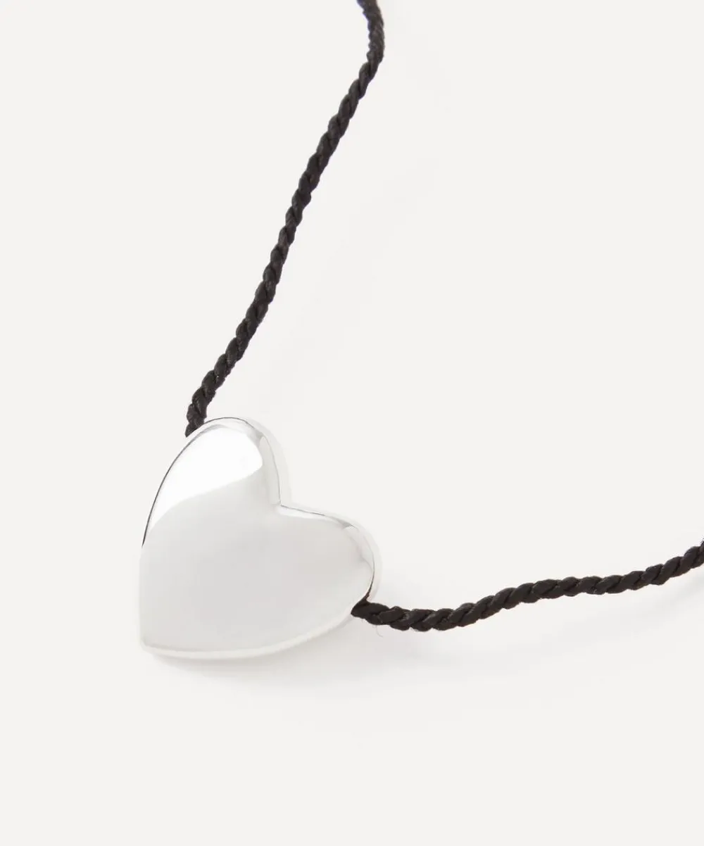 Annika Inez Necklaces^Sterling Silver Large Cord Heart Pendant Necklace