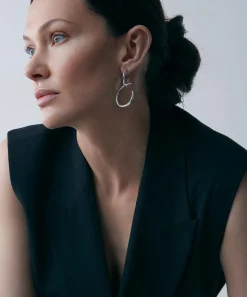 Dinny Hall Earrings^Sterling Silver Large Toro Drop Hoop Earrings
