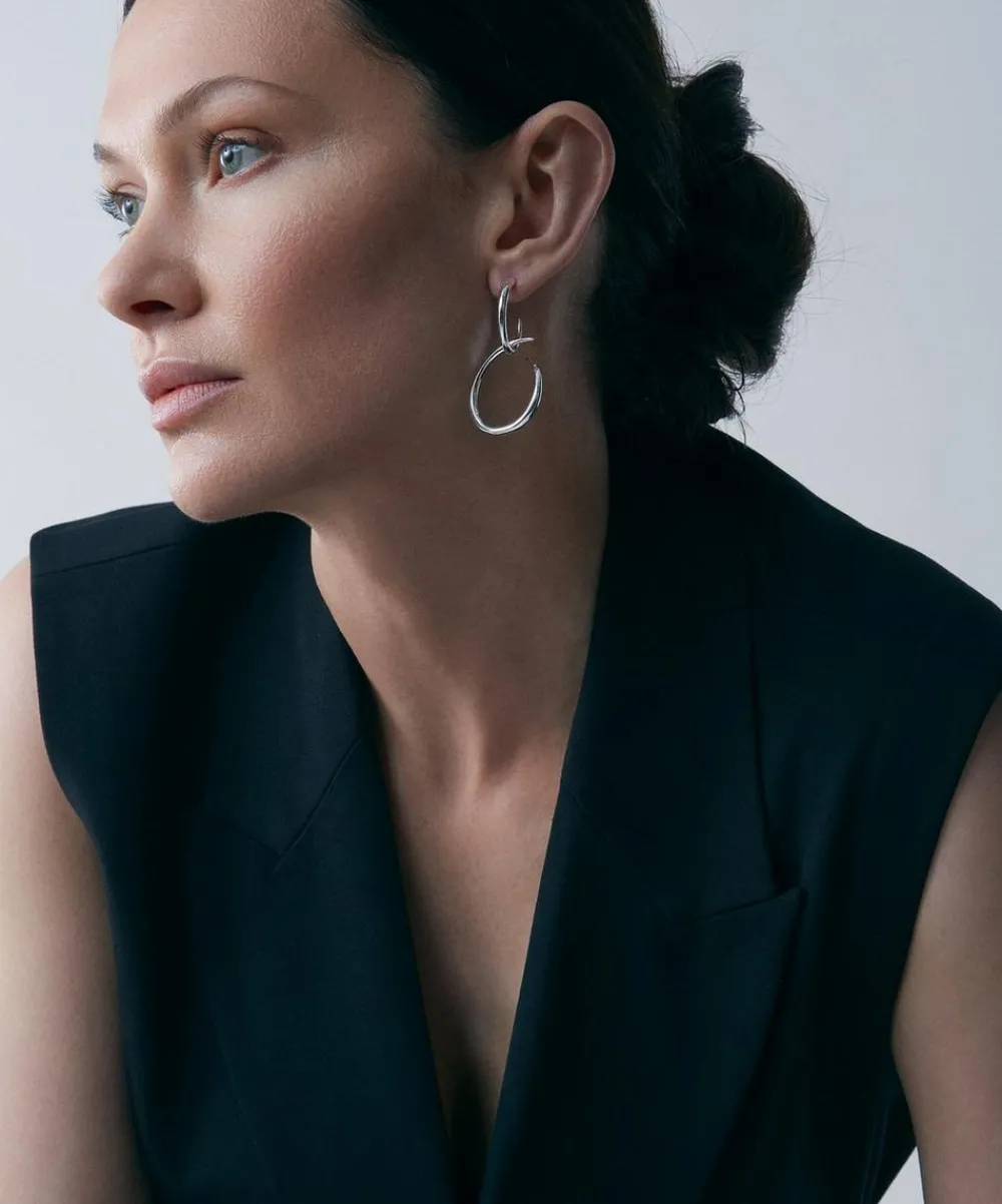 Dinny Hall Earrings^Sterling Silver Large Toro Drop Hoop Earrings