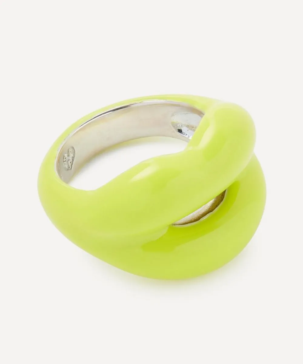 Solange Azagury-Partridge Rings^Sterling Silver Neon Yellow Hotlips Ring