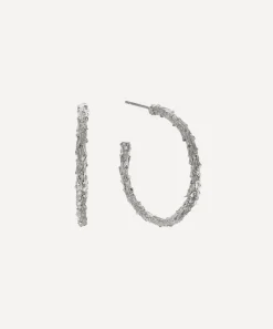 Alex Monroe Earrings^Sterling Silver Pine Twig Hoop Earrings