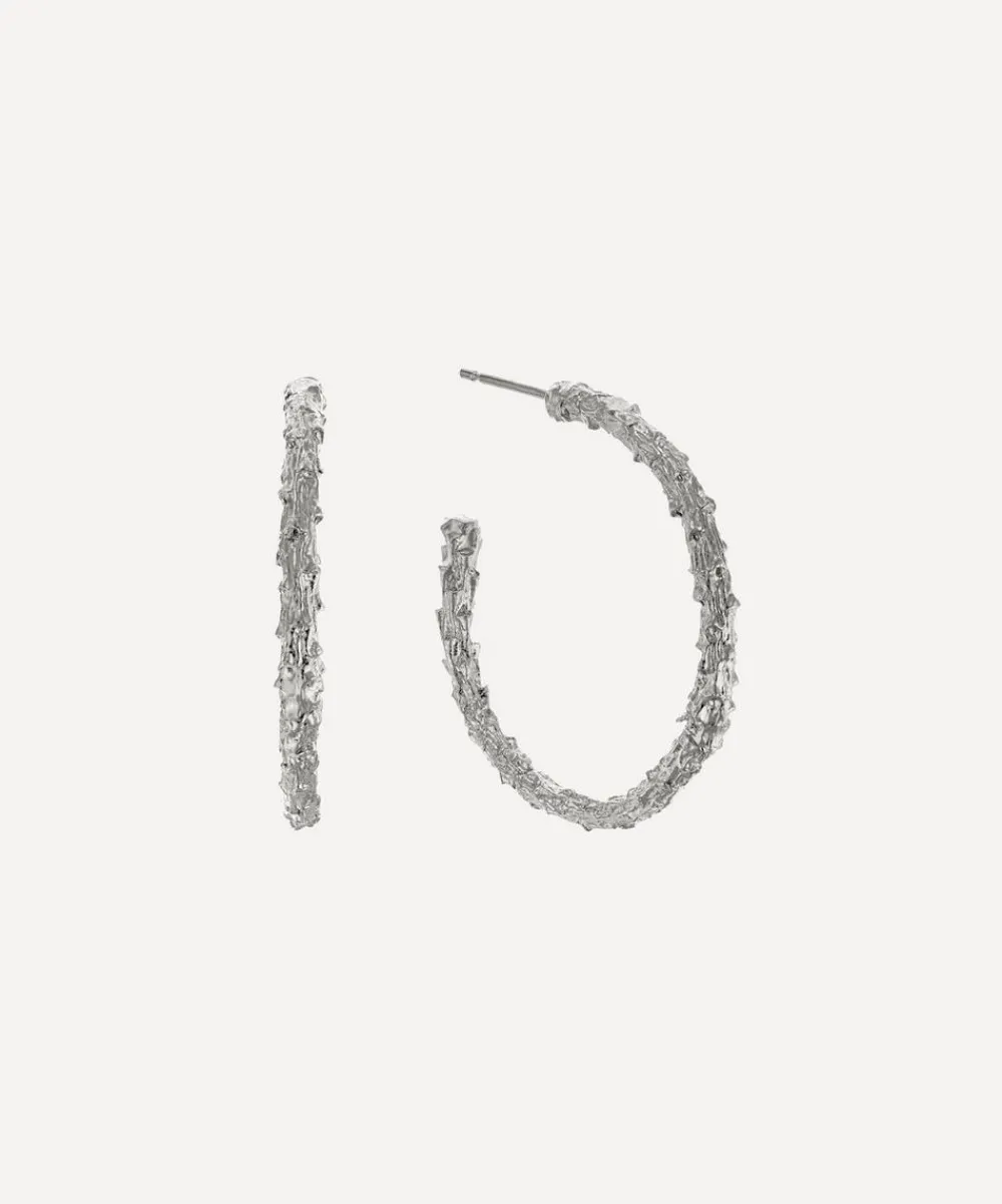 Alex Monroe Earrings^Sterling Silver Pine Twig Hoop Earrings