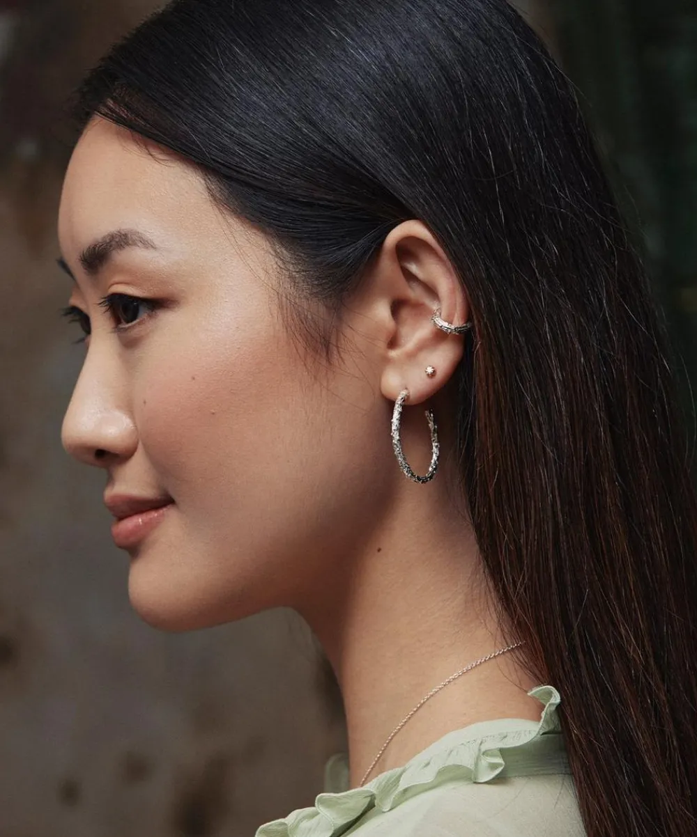 Alex Monroe Earrings^Sterling Silver Pine Twig Hoop Earrings