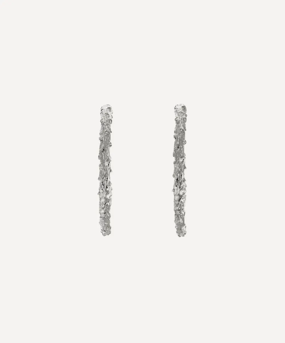 Alex Monroe Earrings^Sterling Silver Pine Twig Hoop Earrings