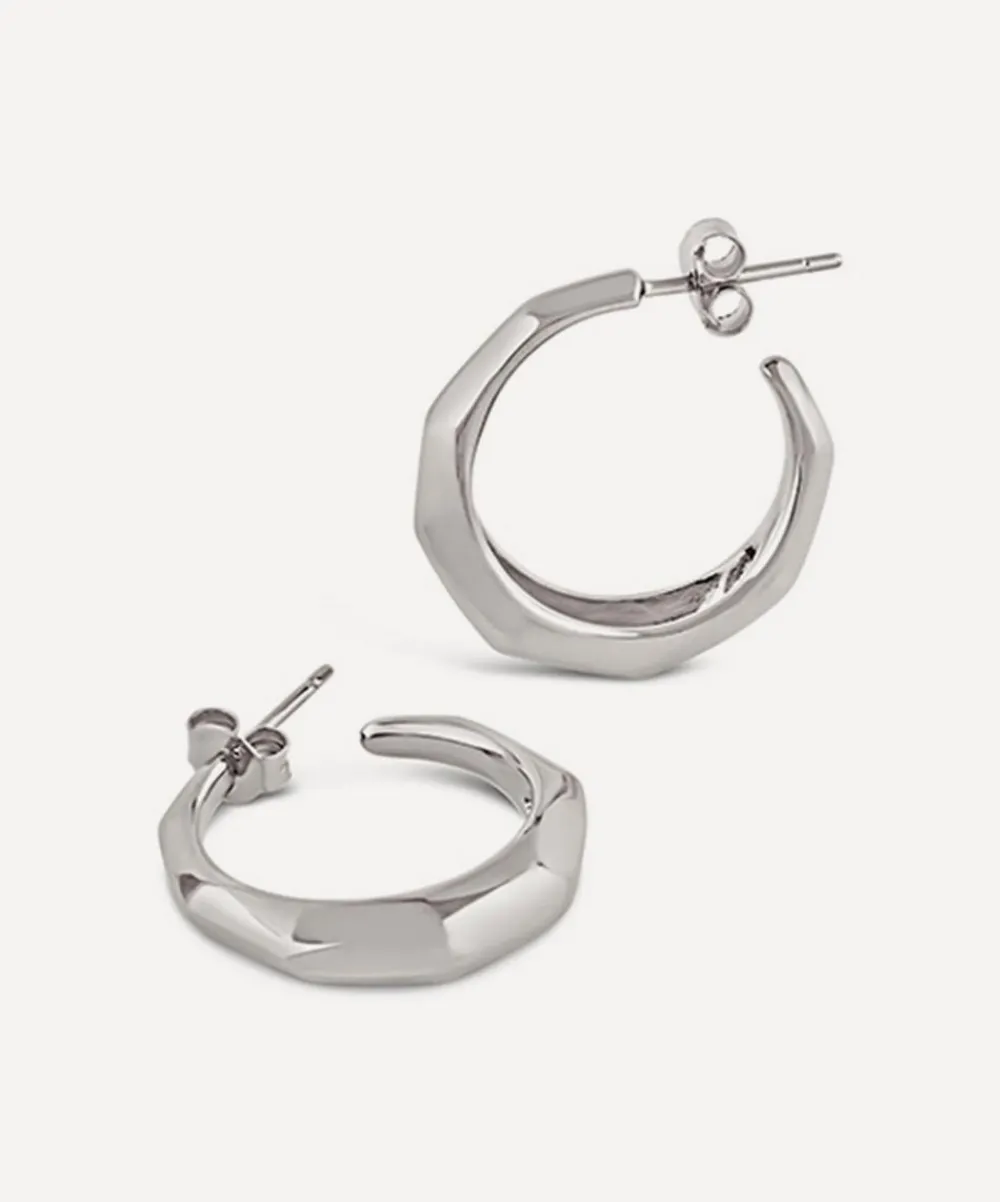 Dinny Hall Earrings^Sterling Silver Thalassa Tapering Faceted Chunky Hoop Earrings