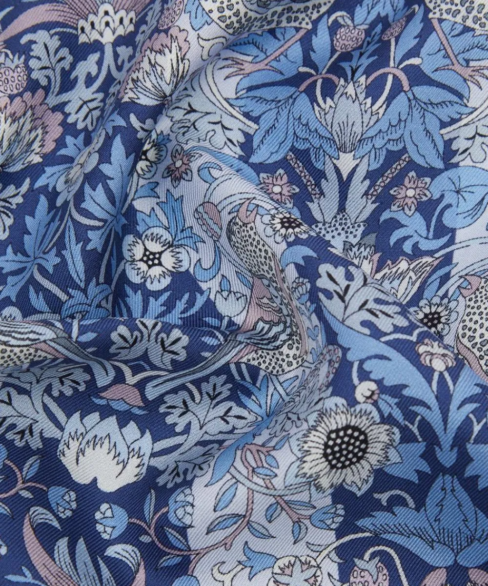 Liberty Pocket Squares^Strawberry Thief Stripe Silk Pocket Square