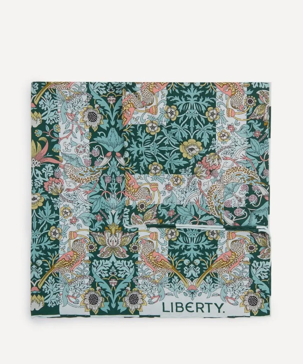 Liberty Pocket Squares^Strawberry Thief Stripe Silk Pocket Square