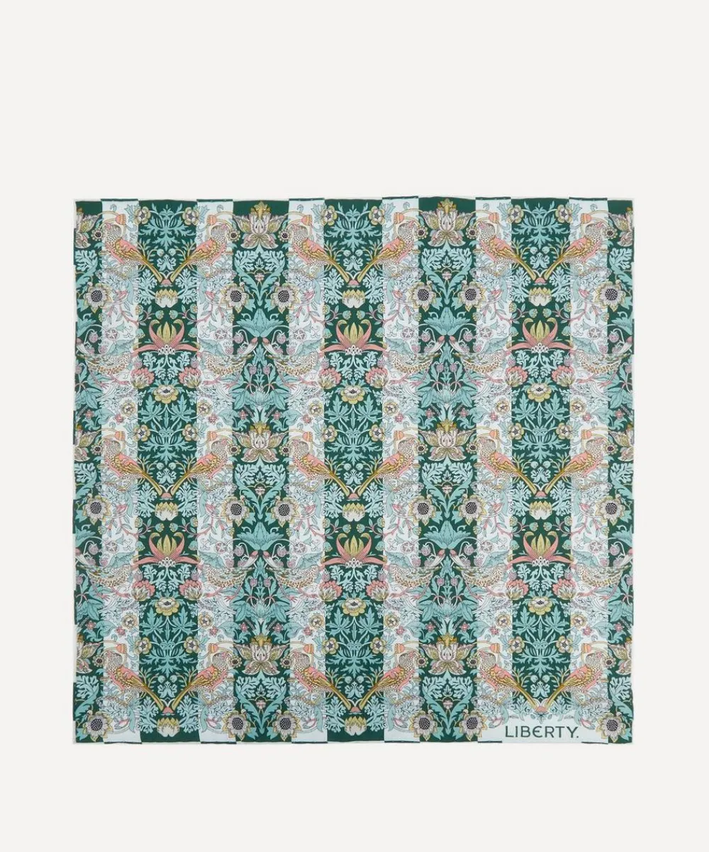 Liberty Pocket Squares^Strawberry Thief Stripe Silk Pocket Square