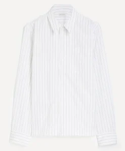 Dries Van Noten Shirts^Striped Cotton Zip Shirt