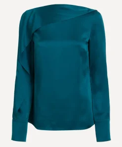 Erdem Tops^Teal Long-Sleeve Top