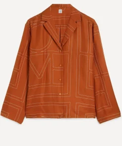 Toteme Sleepwear|Tops^Terracotta Monogram Silk Pyjama Top