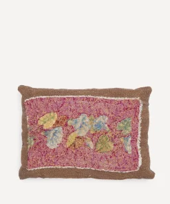 By Walid Cushions^19th-Century Needlepoint Ruby Leaf French Cushion 645