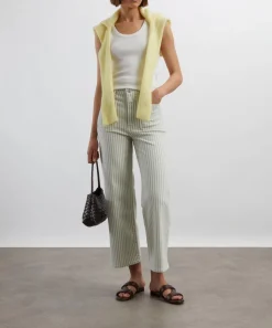 Frame Jeans^The Anchor High-Rise Wide Jeans in Seamist Stripe