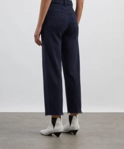 Frame Jeans^The Anchor High-Rise Wide Jeans in Navy Raw Fray