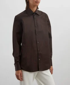 With Nothing Underneath Tops^The Boyfriend Cotton Poplin Shirt