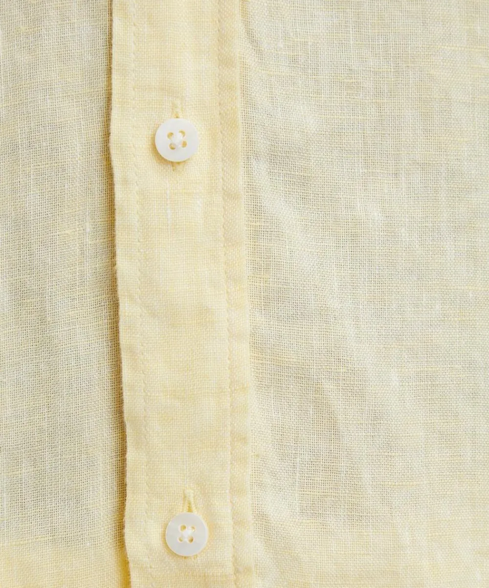 With Nothing Underneath Tops^The Boyfriend Linen Lemon Yellow Shirt