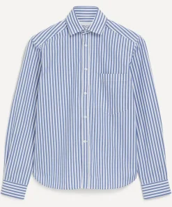 With Nothing Underneath Tops^The Classic Poplin Royal Blue Stripe Shirt